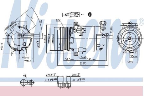 Sprпarka klim opel astra h 04-/zafira b 05- [nowa] - (13232305, 13232307, 13250604) NISSENS 890006