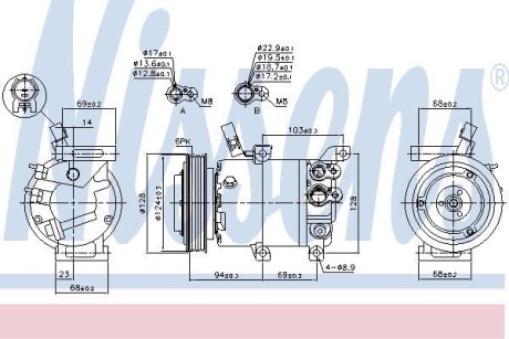 Компресор кондиціонера - ((977012K000, 977012K001)) NISSENS 890176