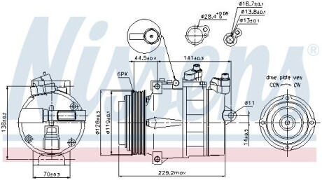 Компресор кондиціонера First Fit - (0012301111, A0012303011, 0012305611) NISSENS 89022