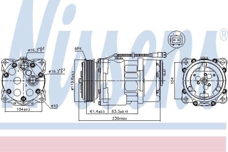 Компрессор, кондиционер - (6453EY, 6453FE, 6453GA) NISSENS 89055 (фото 1)