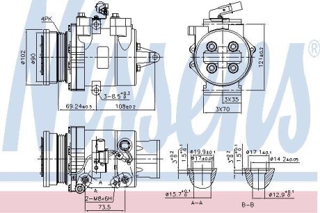 Компресор кондиціонера - ((AKC200A080, MR568860)) NISSENS 890624