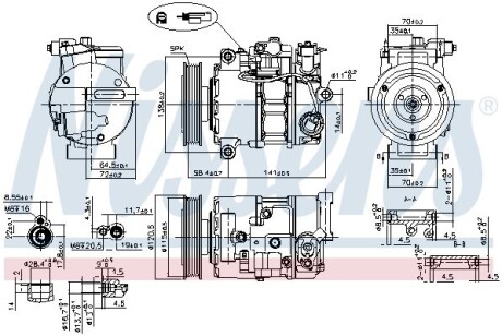 KOMPRESOR KLIMY DB B-KLASA /W246/ 04- - (0022306311, A0022306311) NISSENS 890764 (фото 1)