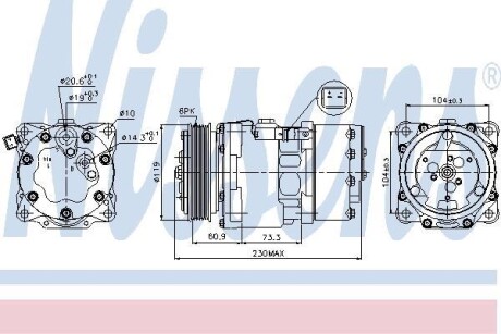 Компрессор, кондиционер - (6453VL, 6453YG, 6453KW) NISSENS 89195