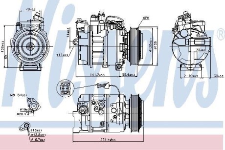 Компрессор, кондиционер - (dg9h19d629cg, 4b0260805k, 7l6820803r) NISSENS 89208