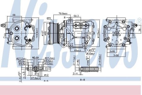 Компрессор, кондиционер - (1018493, 2S6H19D629AB, 6S6H19D629CA) NISSENS 89240