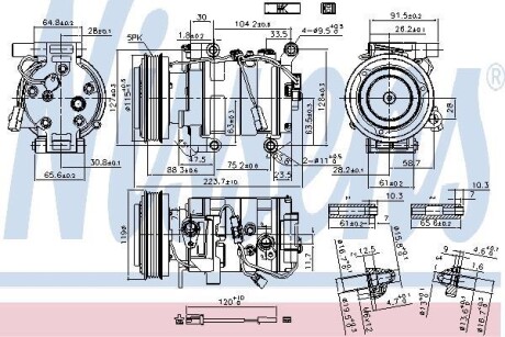 Компресор кондиціонера MAZDA 3 (2004) 2.0 - (cc2961k00a, cc2961k00d, cc2961450g) NISSENS 89351