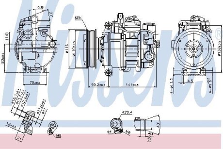 Компрессор, кондиционер - (8E0260805G, 8T0260805N, 8T0260805E) NISSENS 89384