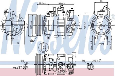 Компрессор, кондиционер - (4E0260805AR, 4F0260805AR, 8E0260805BK) NISSENS 89415