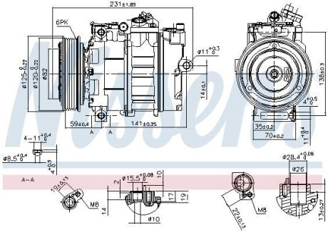 Kompresor klimatyzacji LAND ROVER FREELANDER, MG MG ZS, MG ZT, MG ZT- T, ROVER 45, 75 2.0/2.5 02.99-10.06 - (55116515AA, JPB000040, JPB000040A) NISSENS 89487