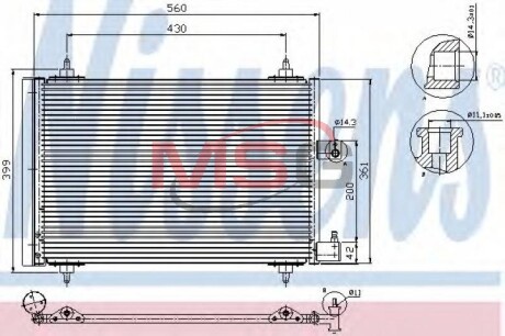 Конденсатор, кондиционер - (6455AT, 6455CV, 6455EX) NISSENS 94534