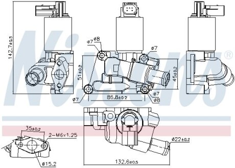 Клапан egr - (5851057, 55556720) NISSENS 98196