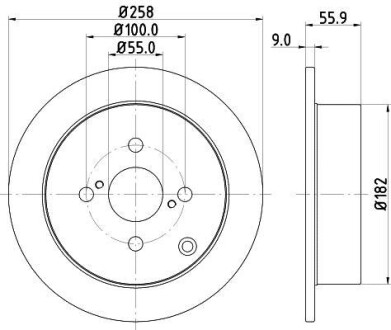 Диск гальмівний задній Toyota Corolla 1.4, 1.6 (02-07) - (4243102070, 24010901381) NISSHINBO ND1003K