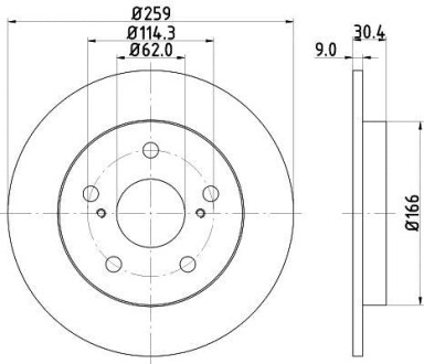 Диск тормозной задний Toyota Auris, Corolla 1.4, 1.6, 1.8 (07-) - NISSHINBO ND1008K