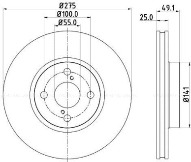 Диск тормозной передний Toyota Corolla 1.4, 1.8, 2.0 (04-07) - (230638, 4351202080, 4351213020) NISSHINBO ND1016K