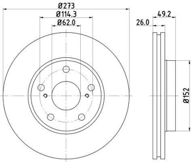 Диск гальмівний передній Toyota Auris 1.4, 1.6, 1.8 (07-) - (4351202180, 4351212690) NISSHINBO ND1021K