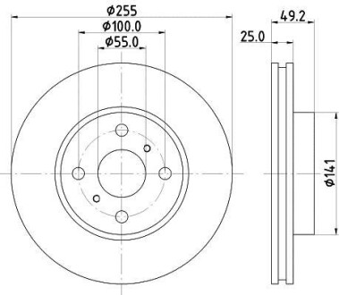 Диск гальмівний передній Toyota Corolla 1.4, 1.6, 1.8 (02-07) - (4351212620, 4351247020, 4351202060) NISSHINBO ND1030K