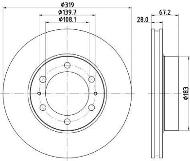 Диск гальмівний передній Toyota Land Cruiser 3.0, 4.0 diz (04-10) - (4351235322) NISSHINBO ND1034K