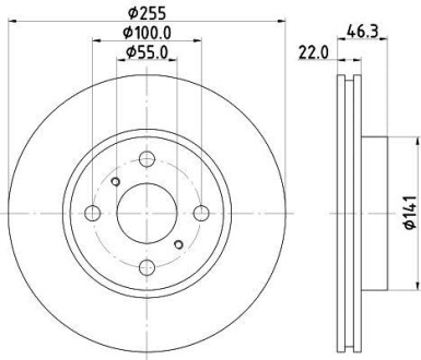 Диск тормозной передний Toyota Prius 1.5 (12-), Yaris 1.0, 1.3, 1.4 (05-) - NISSHINBO ND1050K