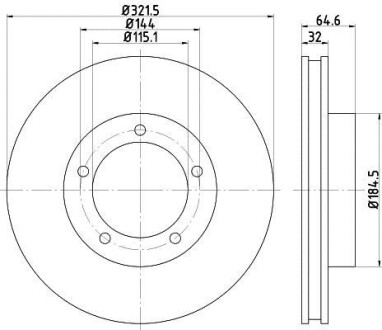 Диск гальмівний передній Toyota Land Cruiser 80 4.2 (92-97) - (4351260410, 4351260141, 4351260140) NISSHINBO ND1056K