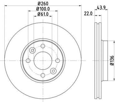 Диск тормозной передний Renault Logan, Clio 1.4, 1.6 (07-), Megane 1.4, 1.6 (03-08) - (40206EE51A, 40206EE52A, 40206EE320) NISSHINBO ND2030K