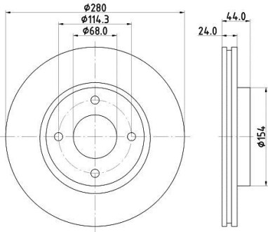 Диск тормозной передний Nissan Tiida 1.5, 1.6, 1.8 (07-) - (40206EM10A, 40206ET01C, 40206ET02C) NISSHINBO ND2036K (фото 1)