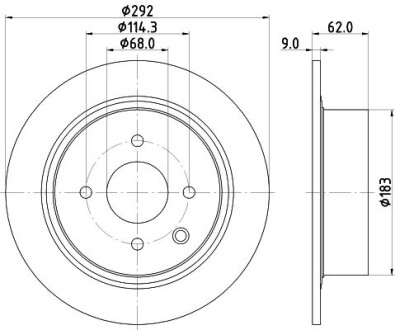 Диск тормозной задний Nissan Tiida 1.6 (05-) - (43206EM10A, 43206EW81B, 43206ZW90A) NISSHINBO ND2046K