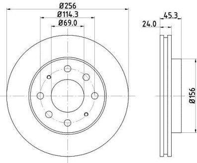 Диск тормозной передний Mitsubishi Galant V, VI 1.8, 2.0 (96-) - (mr128153, mr205585, mr475330) NISSHINBO ND3011K