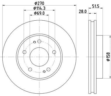 Диск тормозной передний Mitsubishi L200 2.4, 2.5, 3.2 (05-) - (mn102275) NISSHINBO ND3028K