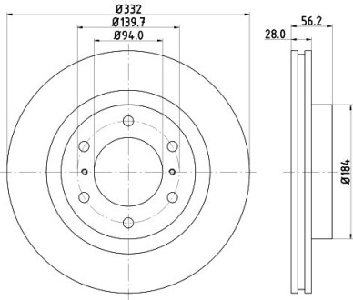 Диск тормозной передний Mitsubishi Pajero IV 3.2, 3.8 (07-) - (4615A038) NISSHINBO ND3040