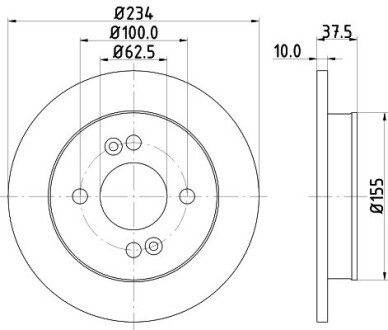 Диск тормозной задний Hyundai i10/Kia Picanto 1.0, 1.1, 1.2 (11-) - (5841107300, 5841107500, 584110755) NISSHINBO ND6077K