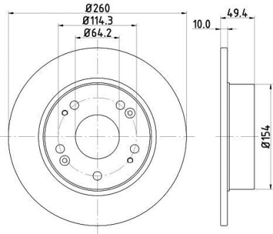 Диск гальмівний задний Honda Accord 2.0, 2.2, 2.4 (03-08) - NISSHINBO ND8004K