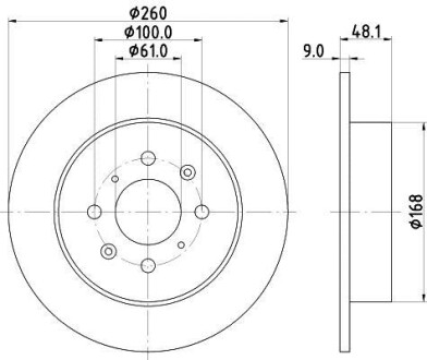 Диск тормозной задний Honda Civic 1.4, 1.5, 1.6, 1.7 (98-05) - (42510S5A000, 42510S5AA00, 42510S5HT00) NISSHINBO ND8009K