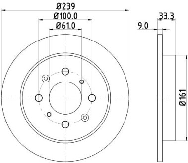 Диск гальмівний задний Honda Jazz 1.3, 1.4, 1.5 (08-) - (42510TF0000, 42510TG0T00, 42510TG0T01) NISSHINBO ND8033K