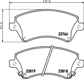 Колодки тормозные дисковые передние Toyota Corolla 1.4, 1.6, 1.8, 2.0 (02-07) - (04465YZZDC, 0446502130, 0446502061) NISSHINBO NP1049 (фото 1)