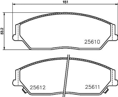 Колодки тормозные дисковые передние Toyota Camry 2.0, 2.5 (11-)/BYD M6, S6 2.0, 2.4 (10-) - NISSHINBO NP1052