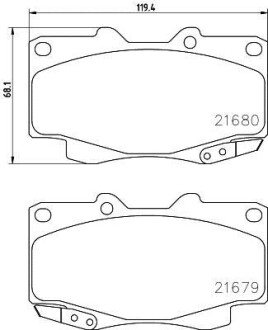 Колодки гальмівні дискові передні Toyota Hilux III, Fortuner 2.5, 3.0, 4.0 (05-) - NISSHINBO NP1075