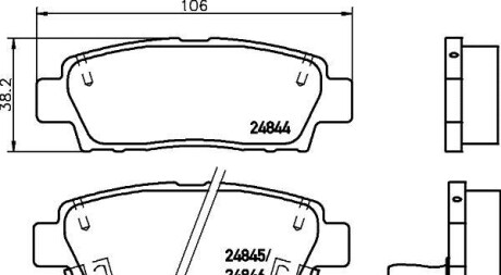 Колодки гальмівні дискові задні Toyota Camry 2.2, 3.0 (96-01) - (ay060ty014, 0446607010, 0446607011) NISSHINBO NP1092 (фото 1)