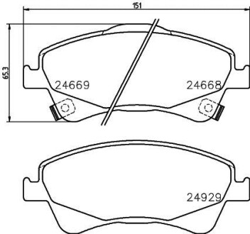 Колодки тормозные дисковые передние Toyota Auris, Avensis, Verso 1.6, 1.8, 2.0 (08-) - NISSHINBO NP1119