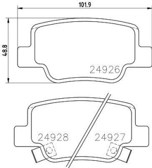 Колодки тормозные дисковые задние Toyota Verso 1.6, 1.8, 2.0, 2.2 (09-) - (044660F010, 44660F010) NISSHINBO NP1127