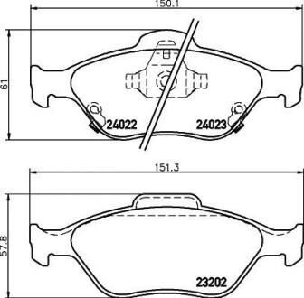 Колодки гальмівні дискові передние Toyota Yaris 1.0, 1.3, 1.4 (05-) - NISSHINBO NP1129