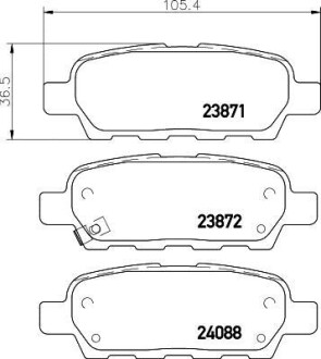 Колодки гальмівні дискові задні Renault Koleos/Nissan X-trail, Qashqai 2.0, 2.2, 2.5 (09-) - (440608H3X5, D4060JA00J, D4M60EG50C) NISSHINBO NP2004 (фото 1)