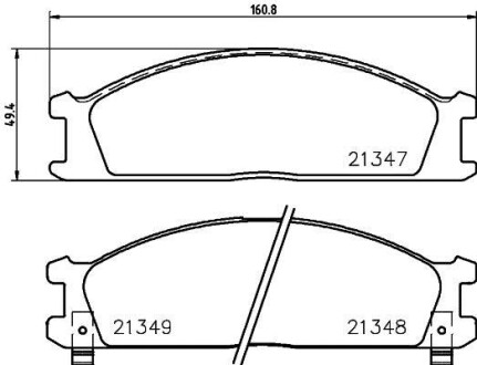 Колодки гальмівні дискові передние Nissan Pathfinder, Pick Up 2.4, 2.7, 3.2 (98-) - (586106234, 586106235, 586106236) NISSHINBO NP2008 (фото 1)