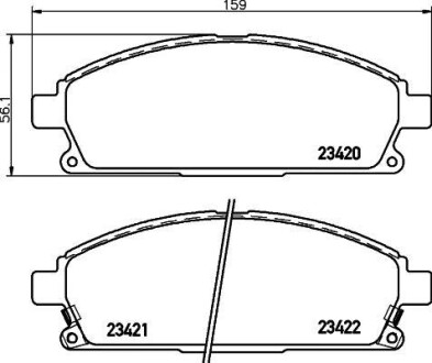 Колодки гальмівні дискові передние Nissan X-Trail 2.0, 2.5 (03-) - (06450SJK010, 45022S3VA10, 45022SJK010) NISSHINBO NP2009 (фото 1)