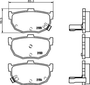 Колодки гальмівні дискові задні Hyundai Elantra 1.6, 1.8, 2.0 (03-) - (p1X02643Z, 4406008E91, 4406061E92) NISSHINBO NP2014 (фото 1)