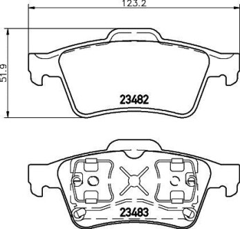 Колодки тормозные дисковые задние Renault Laguna II, Megane II 1.6, 1.8, 1.9, 2.0 (01-09) - NISSHINBO NP2072