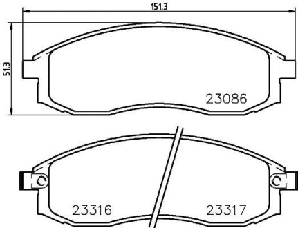 Колодки гальмівні дискові передние Mitsubishi L200, Maxima 3.0 (88-94) - (mr527550, mn102617, d106m38u90) NISSHINBO NP3014