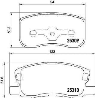 Колодки гальмівні дискові передні Mitsubishi Colt 1.1, 1.3, 1.5 (04-12) - (mn116151, mz690188) NISSHINBO NP3020