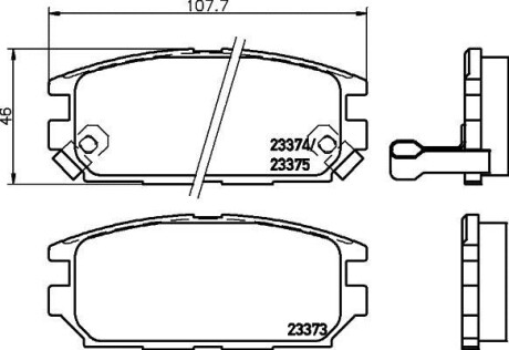 Колодки тормозные дисковые задние Mitsubishi Galant, Lancer 1.8, 2.0, 2.5 (96-03) - (mb857610, mb857611, mb928067) NISSHINBO NP3034 (фото 1)