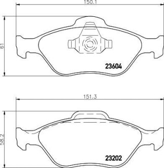 Колодки гальмівні дискові передні Mazda2 1.3, 1.4, 1.6 (03-)/Ford Fusion 1.4, 1.6 (04-12) - (ddy23328z, ddy23328z9c, 1101462) NISSHINBO NP5008 (фото 1)