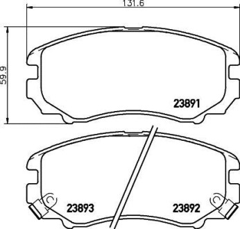 Колодки гальмівні дискові передние Hyundai Elantra, Sonata IV, Tucson/Kia Soul, Sportage 1.6, 2.0, 2.4 (06-) - NISSHINBO NP6003